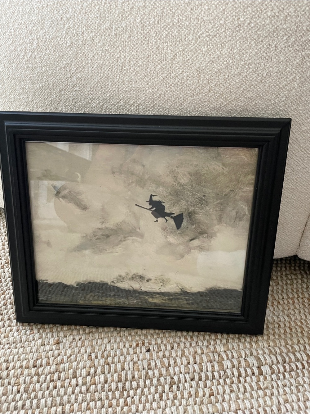 Framed Witch Silhouette Wall Art in Black Frame